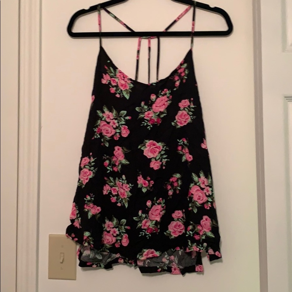 Black and pink floral top